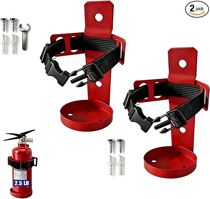 2 Pack Fire Extinguisher Mount for 2.5LB, Heavy Duty Quick Release Metal Wall Mount Bracket, Mini Holder for 2.5 Pound Extinguishers