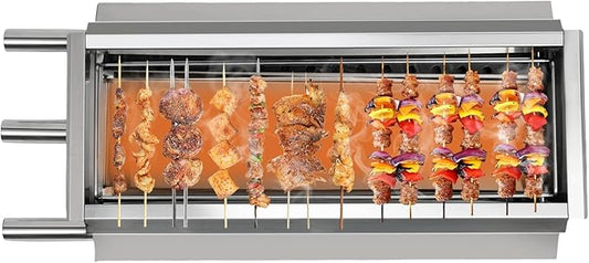 17.72 x 5.71-Inch Outdoor Barbecue Grill, Stainless Steel Camping Grill Outdoor Cooking Barbecue Portable Charcoal Girll Barbecue Grill for Outdoor Camping with Handles for Grilling Pork, Lamb