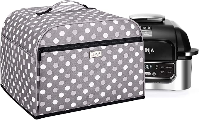 Luxja Dust Cover Compatible with Ninja Foodi Grill (AG301, AG302, AG400), Cover with Storage Pockets, Gray Dots