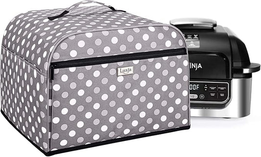 Luxja Dust Cover Compatible with Ninja Foodi Grill (AG301, AG302, AG400), Cover with Storage Pockets, Gray Dots