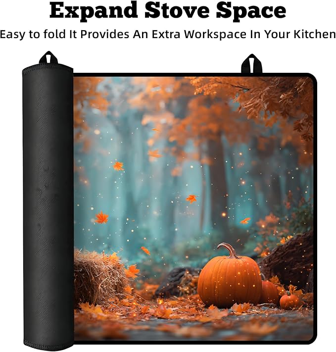 Multi-Design Stove Cover for Glass/Electric Stoves - 3-in-1 Heat-Resistant Protector Mat, Non-Slip Drying Rack 28"x20"