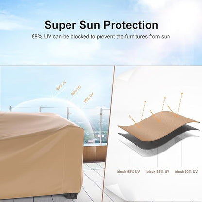 Mrrihand Heavy Duty Patio Furniture Covers, Outdoor Furniture Covers Waterproof Sectional Sofa Set , Patio Table and Chair Set Cover 62"L×42"W×28"H,Brown