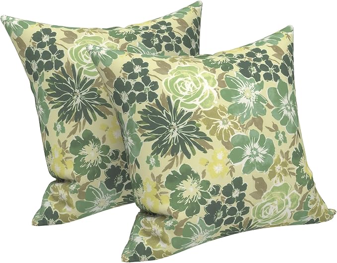 LVTXIII Outdoor Pillow Covers 20x20 Inch, 2 Pack Large Square Throw Pillow Cases, Fade-Resistant Cushion Covers for Patio Furniture Sofa, Garden Porch, Green Rose
