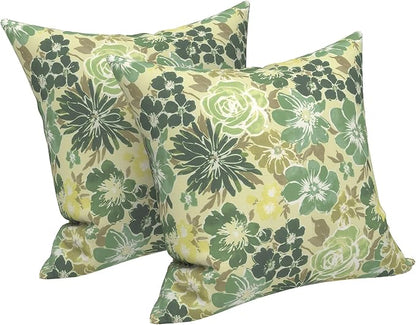 LVTXIII Outdoor Pillow Covers 20x20 Inch, 2 Pack Large Square Throw Pillow Cases, Fade-Resistant Cushion Covers for Patio Furniture Sofa, Garden Porch, Green Rose