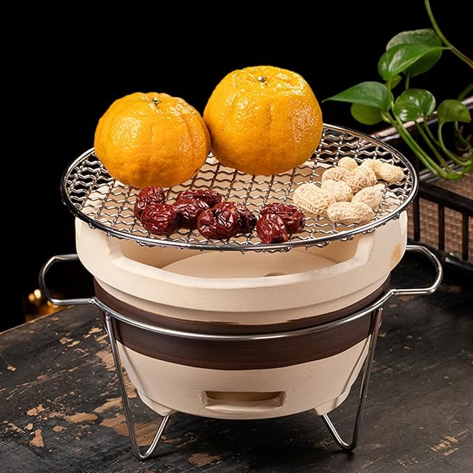 Small Charcoal Grill Camping Stove, Household Barbecue Grill Japanese Pottery Barbecue Stove for Backyard, Picnic Patio, Style C