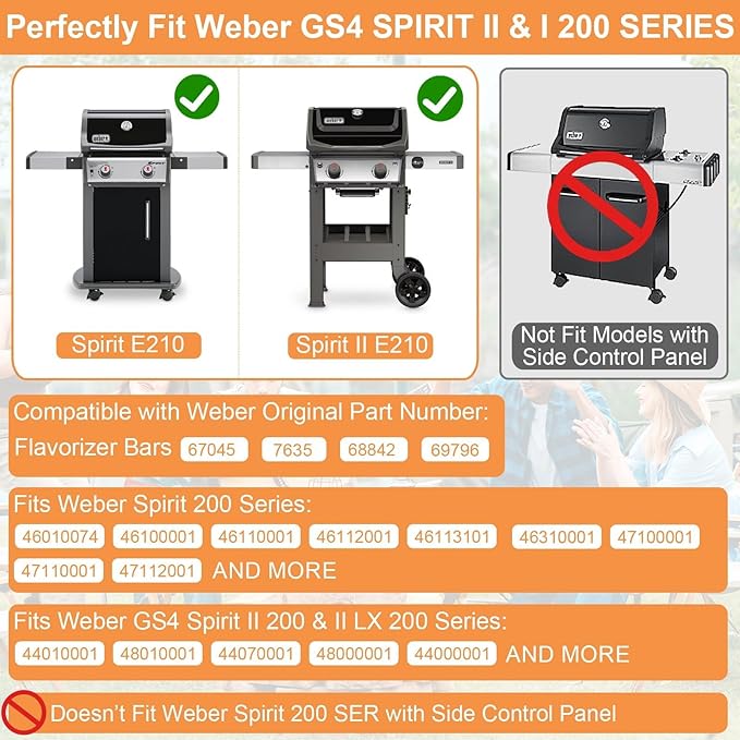 Flavorizer Bars for Weber Spirit 2 Grill Replacement Parts GS4 Spirit II 7635 67045 68842 69796,Grill Parts for Weber GS4 Spirit II/I E210 S210 E220 S220 Weber Flame Covers 3400301 304 Stainless Steel