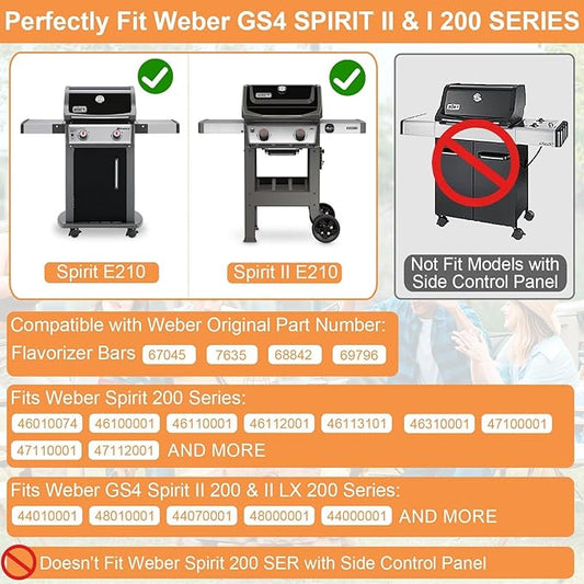 Flavorizer Bars for Weber Spirit 2 Grill Replacement Parts GS4 Spirit II 7635 67045 68842 69796,Grill Parts for Weber GS4 Spirit II/I E210 S210 E220 S220 Weber Flame Covers 3400301 304 Stainless Steel