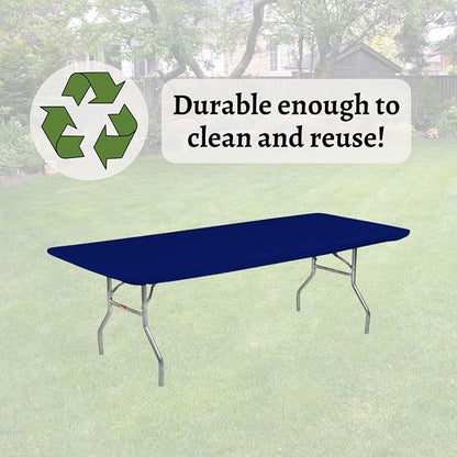 6' Rectangle Plastic Table Covers 30" x 72", Bundle of 5 (Navy Blue)