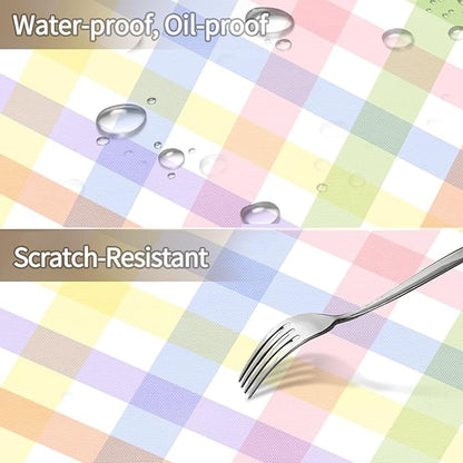 Checkered Rectangle Tablecloth 55x102 Inch - Colorful Plaid Table Cloth, Gingham Wrinkle Free Waterproof Table Cover for Kitchen, Party, Dinner and Outdoor