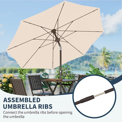 PatioKingdom 10FT Patio Umbrella with Push Button Tilt and Crank, Outdoor Market Umbrella with 8 Fiberglass Ribs, UV Protection Table Umbrella for Pool,Backyard,Garden,Deck