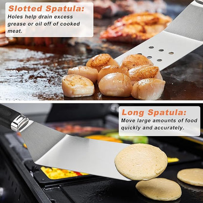 N NOBLE FAMILY 27 PCS Griddle Accessories Kit, Flat Top Grill Accessories Set for Camping, Professional Griddle Spatula Set with Melting Dome, Burger Press for Outdoor BBQ Cooking