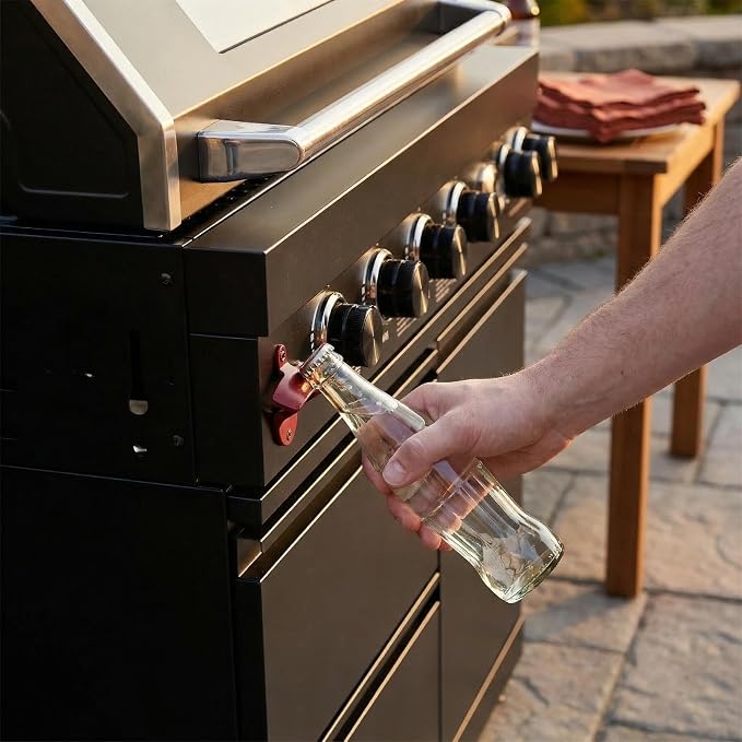 43 Inch Outdoor Kitchen Island, 6-Burner Propane Stainless Steel BBQ with Rear Burners, For Backyard BBQ, Black