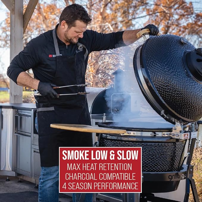 GRILLA Kong Ceramic Kamado Grill with Adjustable Vent, Ceramic Construction, 600 Square Inches of Cook Space for Outdoor Cooking, Grilling, Outdoor Grilling