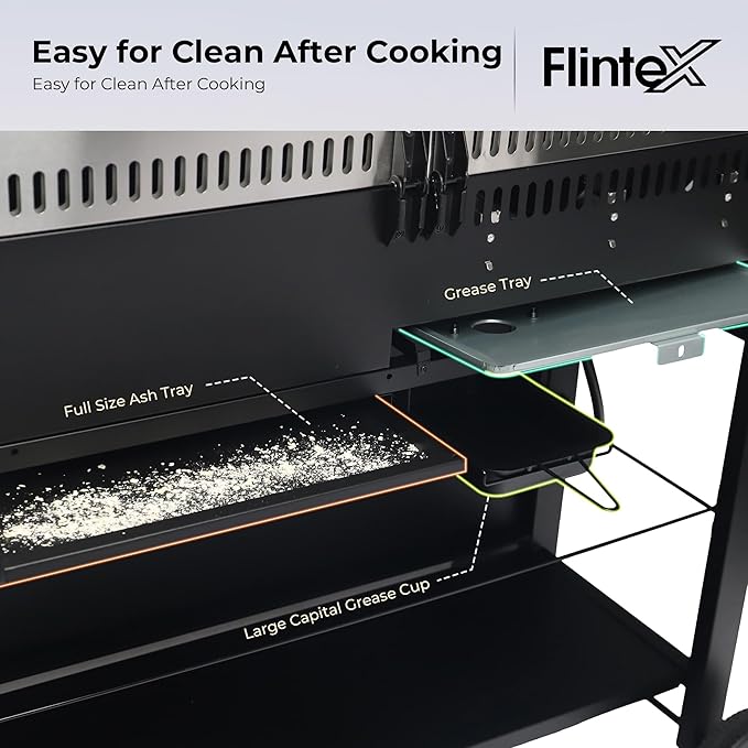 Flintex Propane Gas and Charcoal Grill Combo with Griddle Pan & Porcelain-Enameled Cast Iron Grates, Dual Fuel BBQ Grill for Outdoor Events & Backyard Barbecue, 720 SQIN Cooking Area