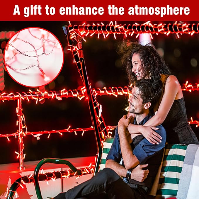 LED Fairy Lights, Connectable Red Christmas String Lights with Timer | Waterproof Light Strand for Christmas Tree, Bedroom, Patio, Wedding, Party, Indoor Outdoor Decor