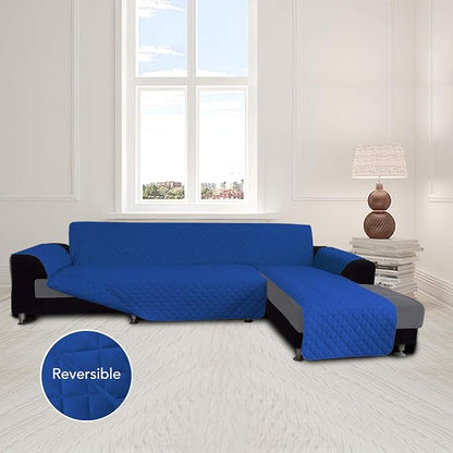 Easy-Going Reversible L-Shape Sectional Couch Cover, Small, ClassicBlue | Soft Sofa Slipcover For Dogs, Fits Left/Right Chaise Lounge Protector, Water Resistant Mat For Living Room