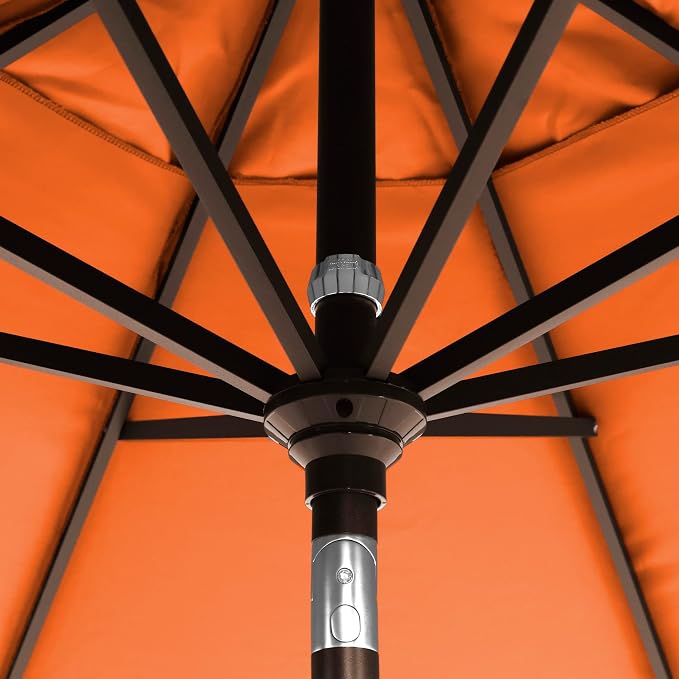 California Umbrella 12-Year-Non-Fading, 9Ft Premium Sunbrella Patio Umbrella, Hand-Crank, Button-Tilt, Bronze Frame, Tuscan Fabric