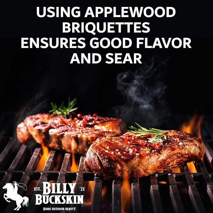 6.5lb Oak & Applewood Charcoal Briquettes - All Natural Wood Charcoal for Grilling - Premium BBQ Briquettes - Quick Light, Pure Hardwood - Long Burning, Rich Smoky Flavor - by Billy Buckskin