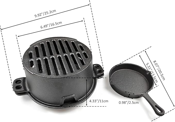 HAWOK Pre-seasoned Hibachi Grill, Charcoal Grill for Outdoor Camping BBQ Cooking………