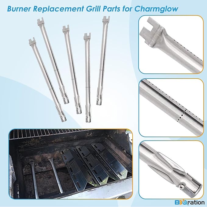 Stainless Steel Repair Kit Replacement Parts for Nexgrill 720-0025, 720-0234, 720-0289, Charmglow 720-0234, 720-0289, Kirkland 720-0025 Grill Burner Tube, Heat Plates