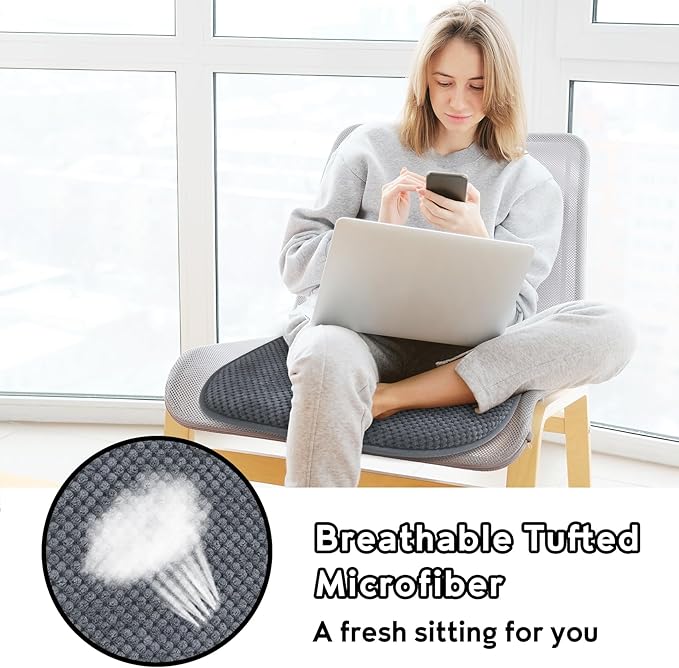 Grey Chairs Cushions for Dining Chairs 6 Pack Non Slip Foam Kitchen Seat Cushions Washable Soft Thick Patio Pads Large Wooden Metal Tapered Chair Cushions,17" x 15"