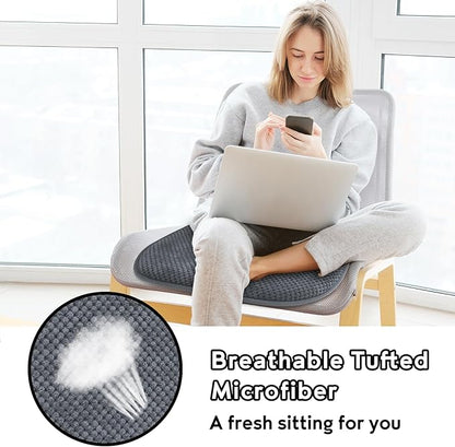 Grey Kitchen Dining Chairs Cushions Set of 4 Non Slip Foam Patio Seat Cushions Washable Soft Thick Pads Large Wooden Metal Tapered Chair Cushions,17" x 15"