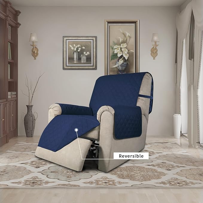 Easy-Going Reversible Couch Cover, Recliner 22 in, Navy/Navy | Machine Washable Slipcover For Dogs, Water Resistant Furniture Mat For Living Room, Non-Slip Sofa Cover, Pet Friendly