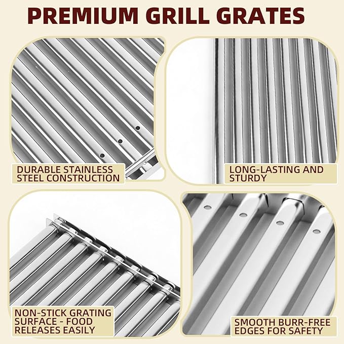 Grill Grate for TEC Gas Grill Patio II Stainless Steel Cooking Grates Replacement for TEC Gas Grill Sterling II, 12.8" W x 14.9" L, 2 Pack