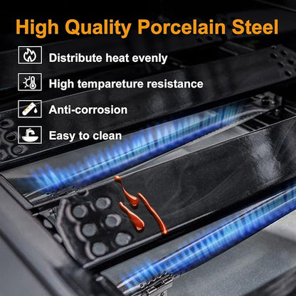 Hisencn Grill Replacement Parts for Expert 720-0789H 4 Burner Gas Grill Stainless Steel Burner Tube and Porcelain Steel Heat Shield Heat Tent Plates Repair Kit for Walmart Expert 720-0789H (4-Pack)