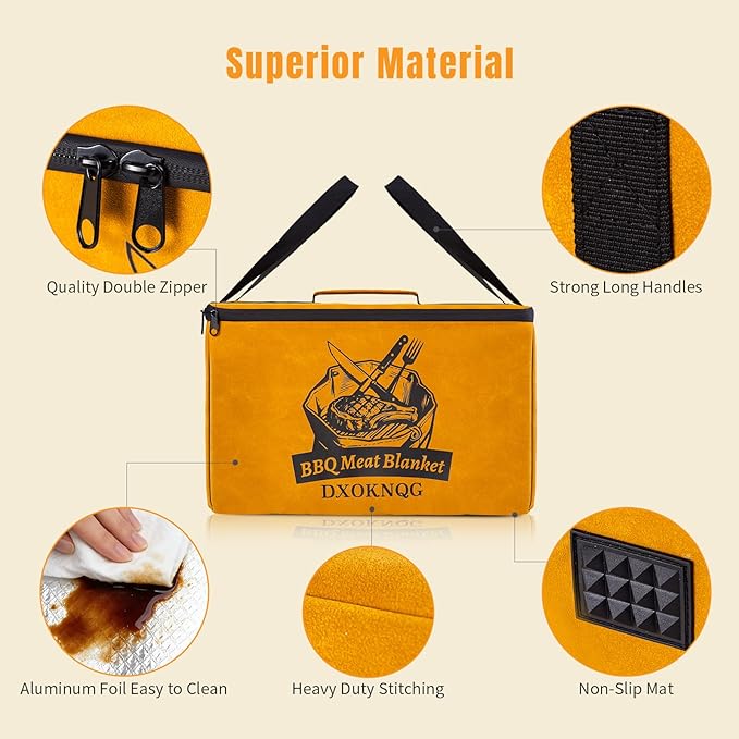 BBQ Insulated Food Bag - 5-Layer Thermal Cooler/Warmer for Grilling, Picnics | Collapsible, Waterproof, Large Capacity (Fits Roasts, Burgers & More)
