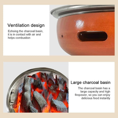 Portable Clay Charcoal Grill Multi-Functional Pottery Barbecue and Tea Cooker for Indoor and Outdoor Activities Perfect for Camping Tailgating and Bac