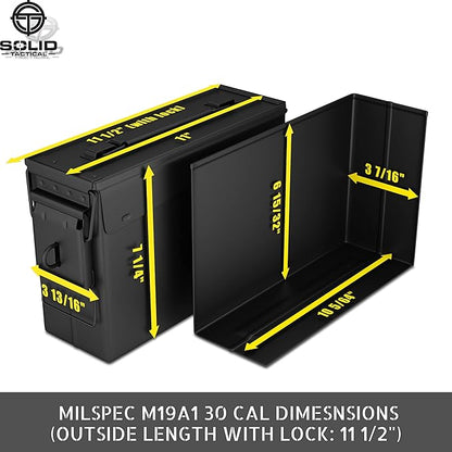 Lockable Metal Ammo Storage Box - Military & Army Steel Ammo Can for Ammunition Storage - Waterproof Ammo Crate Utility Box