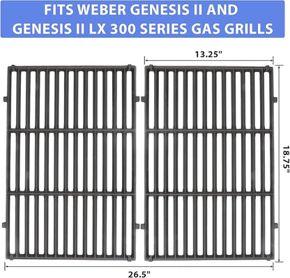 Genesis II Grill Parts for Weber Flavorizer Bars 66032 & Cast Iron Cooking Grates 66095 for Weber GS4 Replacement Parts Genesis II E/S-310 E-315 E-325 E-330 S-335 for Weber Genesis 2 Grill Grates