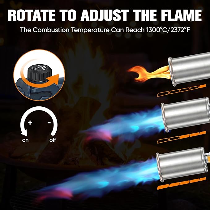 CSA Certified Propane Torch Weed Burner | Adjustable Flame Weed Burner with Detachable Handle&Piezo Trigger Self Igniting for Garden, Wood(Propane Tank Not Included)