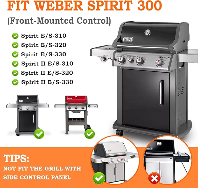 GasSaf L15.3 Flavorizer Bar Replacement for Weber 7636, Spirit 300 310 320 E310 E320 Series,Weber 46510001, 47513101 Gas Grill Front Controls (L15.3 x W2.6X T2.5inch)(5-Pack)