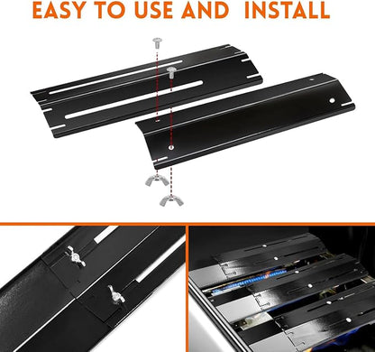 Universal Adjustable Heat Plates/ Heat Tents/ Buner Covers/ Heat Shields for 3 Burner Grills from Brinkmann, BHG, Dyna Glo, Backyard Grill (3-Pack Adjustable Heat Plates (Porcelain Steel))