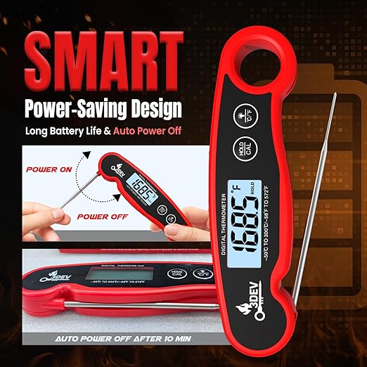 Digital Meat Thermometer with Backlight for Cooking | Instant Read, Waterproof Meat Thermometer | Grilling, BBQ, Smoker, Oven, Turkey and Kitchen