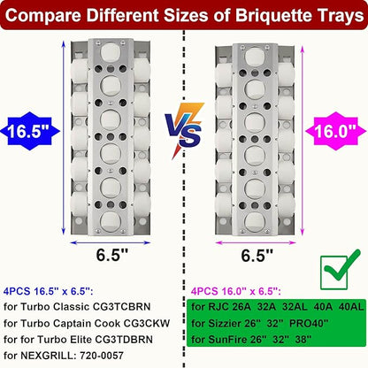 GasSaf 16" Briquettes Tray for Summerset Sizzler 26" 32" 40" Grill, Parts for RCS Premier RJC009P RJC32A RJC26A RJC40A RJC32AL RJC40AL Grill Briquettes Heat Plates, 4 Packs 16 x 6.5 Sizzler Plates