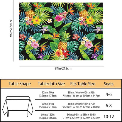 TKS MITLAN Pineapples Decorative Rectangle Tablecloth Hawaii Pineapples Palm Leaves Flowers Polyester Table Cloths Kitchen Table Cover for Dining BBQ Picnic Coffee Table 60 x 84 Inch 6-8 Seats