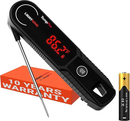 TempPro TempSwift 1 Sec Instant Read Meat Thermometer Digital | Kitchen Food Thermometer with 180° Rotating Display, IP67 Waterproof Cooking Thermometers for Deep Fry Smoker Grill BBQ