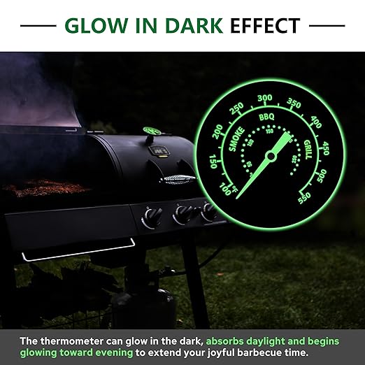 Accurate Grill Thermometer 2 Pcs for Oklahoma Joe’s Smoker, 3695528R06 for Longhorn/Highland Offset Smokers, Glowing Temperature Gauge for Charcoal/Wood/Pellet Grills with 13/16” mounting Hole