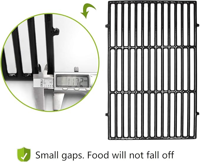 Hongso 7638 17.5" Polished Porcelain Cast Iron Grill Grates Replacement for Weber 3 Burner Spirit 300, 310, 320, Spirit 700, Genesis Silver B/C, Genesis Gold B/C, Genesis Platinum B/C Gas Grills