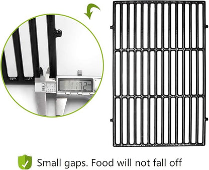 Hongso 7638 17.5" Polished Porcelain Cast Iron Grill Grates Replacement for Weber 3 Burner Spirit 300, 310, 320, Spirit 700, Genesis Silver B/C, Genesis Gold B/C, Genesis Platinum B/C Gas Grills