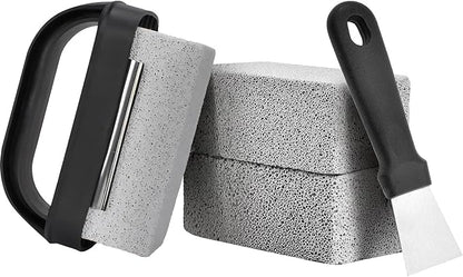 Griddle Cleaning Stone Brick, 5-Pack with Ergonomic Handle, Natural Pumice Block for Blackstone, Flat Top Griddles, Cast Iron, Ovens & BBQ Surfaces