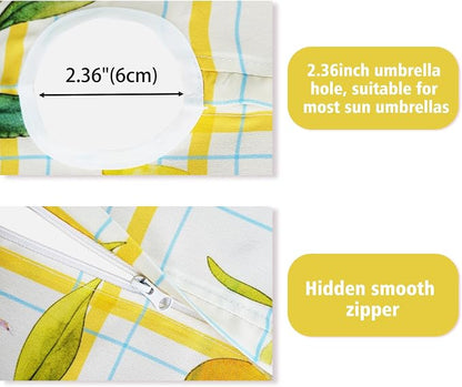 Outdoor Tablecloth with Umbrella Hole Elegant Zipper Patio Table Cloth for Outdoor Patio Garden Yard Decor