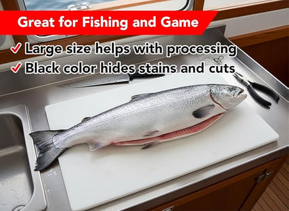 Big 30 x 18 Plastic Cutting Board - 3/4 Inch Thick for Meat, Game and Fish - Commercial Grade HDPP Poly with NSF Stamp, Weighs 13 Pounds, White