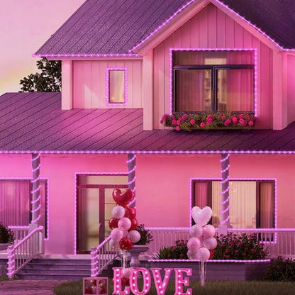 YEGUO Solar Rope Lights Outdoor Waterproof, 66ft 200 LED Pink String Lights, 8 Modes Fairy Lights in Clear Thin Tube