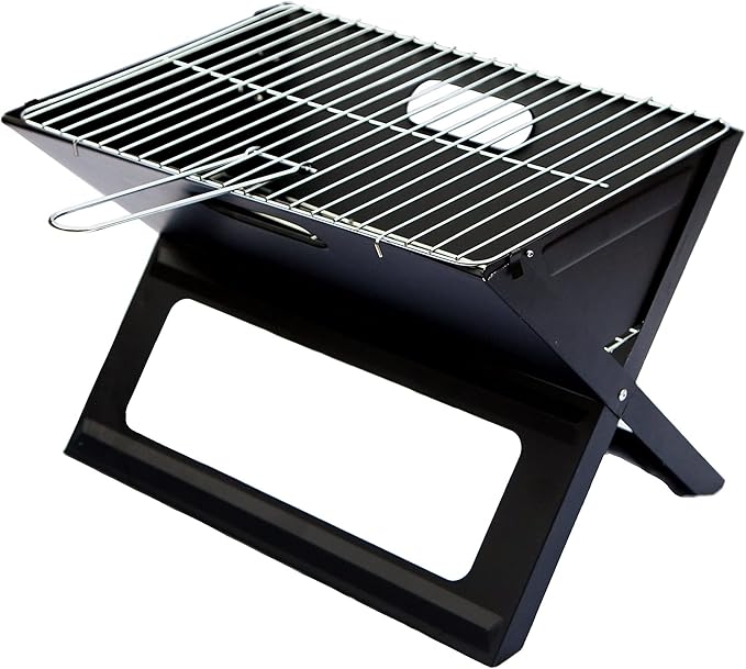 Folding Grill Portable Picnic BBQ with Chrome Plated Cooking Grid Black X-Type Folding Charcoal BBQ Grill for Home Outdoor Patio Balcony Grilling