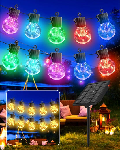FREECUBE 50 FT Solar String Lights Outdoor Waterproof, 25LEDs G40 Globe Shatterproof Bulbs,Warm White & Multicolor,8 Modes,Timer, Solar Powered Patio Lights for Backyard, Porch, Garden, Wedding Decor
