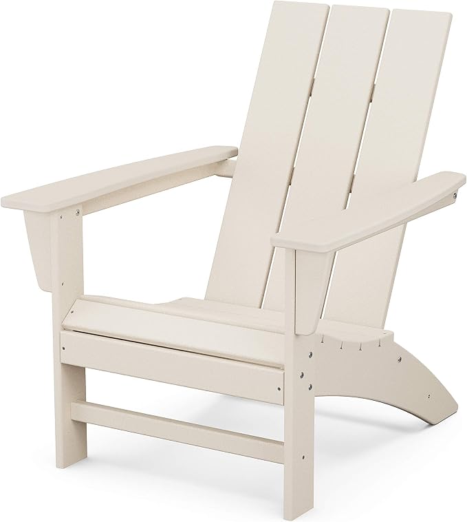 POLYWOOD Modern Adirondack Chair – All-Weather Outdoor Lawn Adirondack Chairs – HDPE, Fade-Resistant & Durable Outdoor Furniture – For Patio, Deck & Fire Pit Chairs – Sand